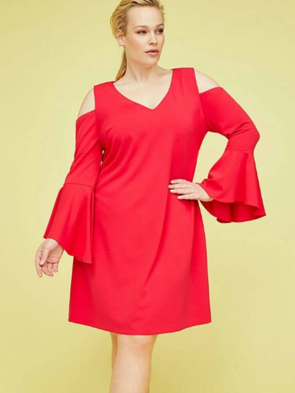 Lane Bryant Cold Shoulder Bell Sleeve Dress Size 16